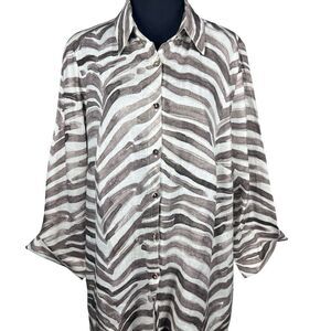 Zebra Print Button-Up Shirt I Linen Lifestyle Size XL